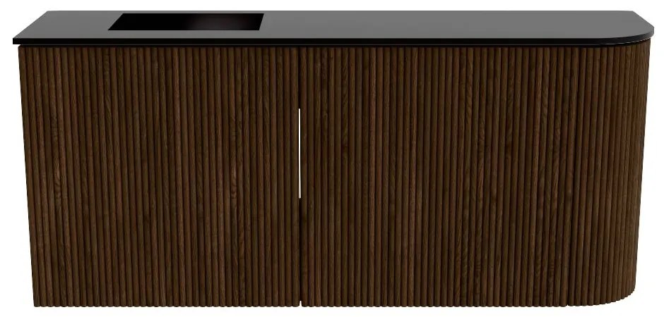 Mondiaz Joya 90cm toiletmeubel ronding rechts walnut met wastafel faye links zonder kraangat urban