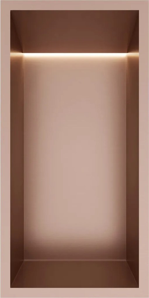 Hotbath &More inbouwnis met verlichting 30x15x10cm geborsteld koper PVD