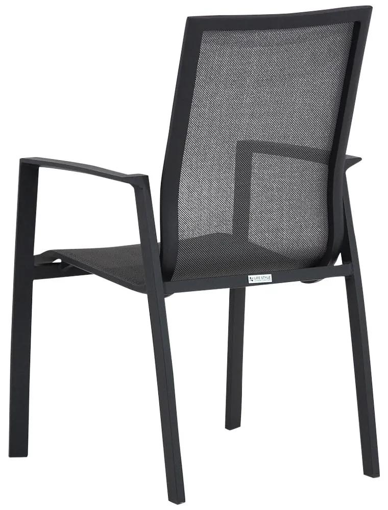 Tuinset Ronde Tuintafel 120 cm Aluminium/textileen Grijs 4 personen Lifestyle Garden Furniture Ultimate/Graniet