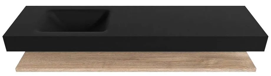 Zaro Alan badmeubel 170cm met planchet washed oak en vrijhangende wastafel cloud links 1 kraangat urban