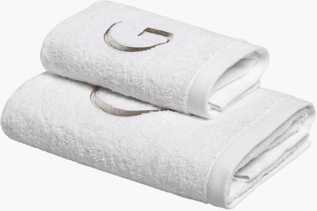 Katoenen handdoekenset Monogram van A tot Z, 2-delig