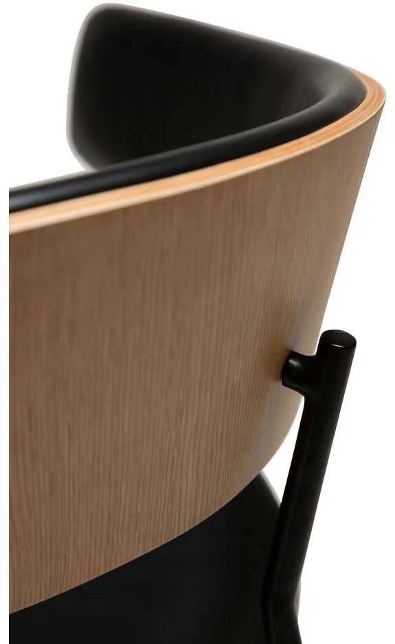 Goossens Eetkamerstoel Geneve zwart kunstleer met armleuning, modern design