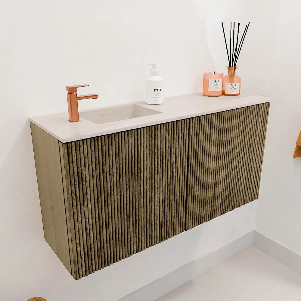 Mondiaz Joya DLux 80cm toiletmeubel dusk met wastafel faye links 1 kraangat meli