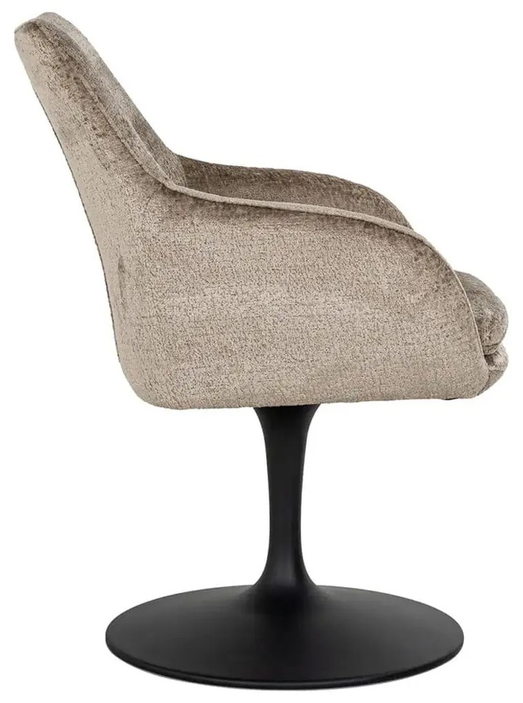 Richmond Interiors Marlon Eetkamerstoel Met Ronde Trompet Voet Taupe Chenille