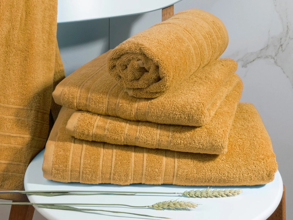 Handdoek DoubleLife  Recycled Cotton Collectie– 4 stuks – 70×140 – honey yellow