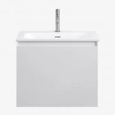 Macrae Houten Badkamermeubelset Met Geïntegreerde Wastafel Wit & Spiegelloze & Geborsteld Grijs ↑20 Cm Met Overloop - Sklum