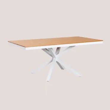 Rectangular Tuintafel 180x100 Cm Van Eucalyptus Hout En Aluminium Archer Gardenia Wit - Sklum