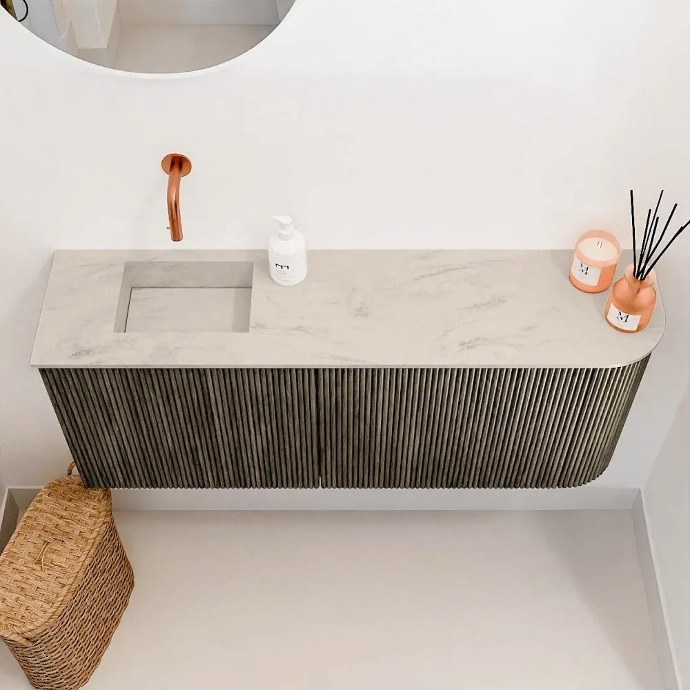 Mondiaz Joya DLux 100cm toiletmeubel ronding rechts shadow met wastafel faye links zonder kraangat opalo