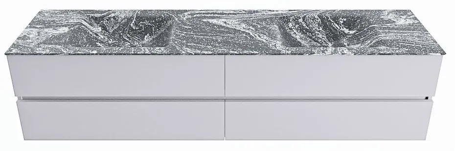 Mondiaz Vica DLux badmeubel 200cm cale 4 lades met wastafel lava dubbel zonder kraangat
