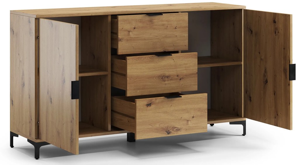 Kast LANA 04 Eiken Artisan - STAANDE 2-DEURS KAST MET LADEN