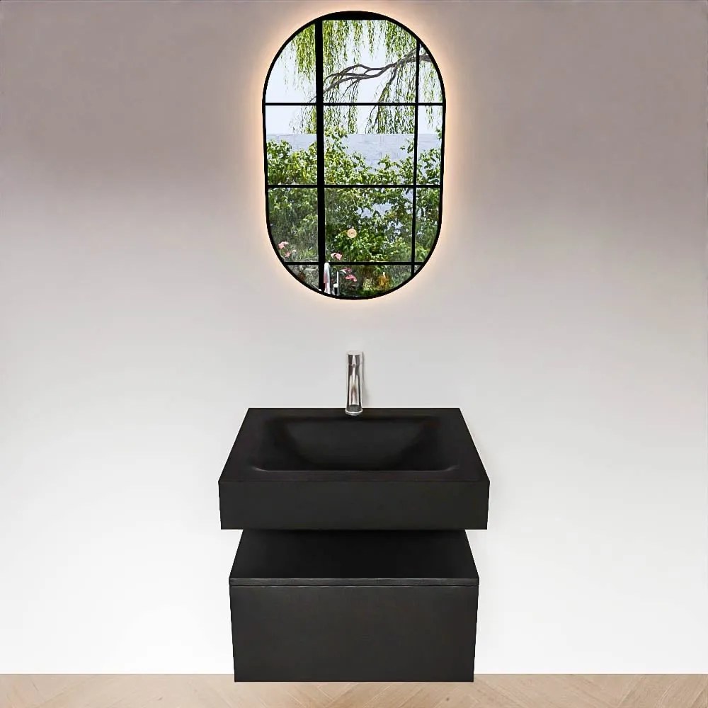Zaro Alan badmeubel 60cm urban 1 lade met vrijhangende wastafel cloud midden 1 kraangat urban