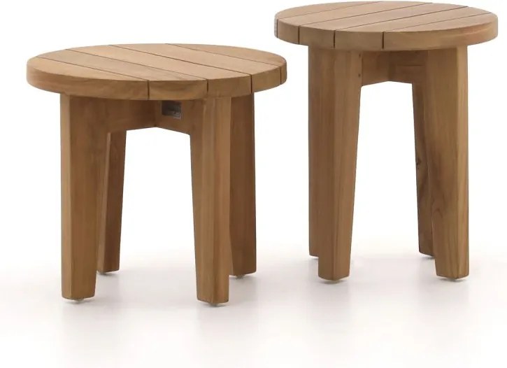 Bijzettafel tuin Bellagio  | Rond  | Tuintafel Teakhout | 2-delig | Kees Smit Tuinmeubelen