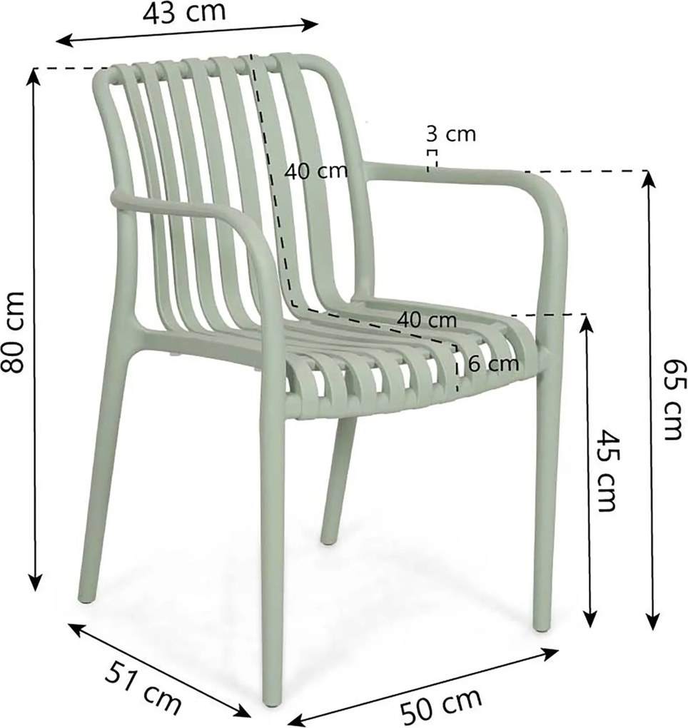 Tuinset 6 personen 240 cm Kunststof Groen Domani Furniture Alba/Guave
