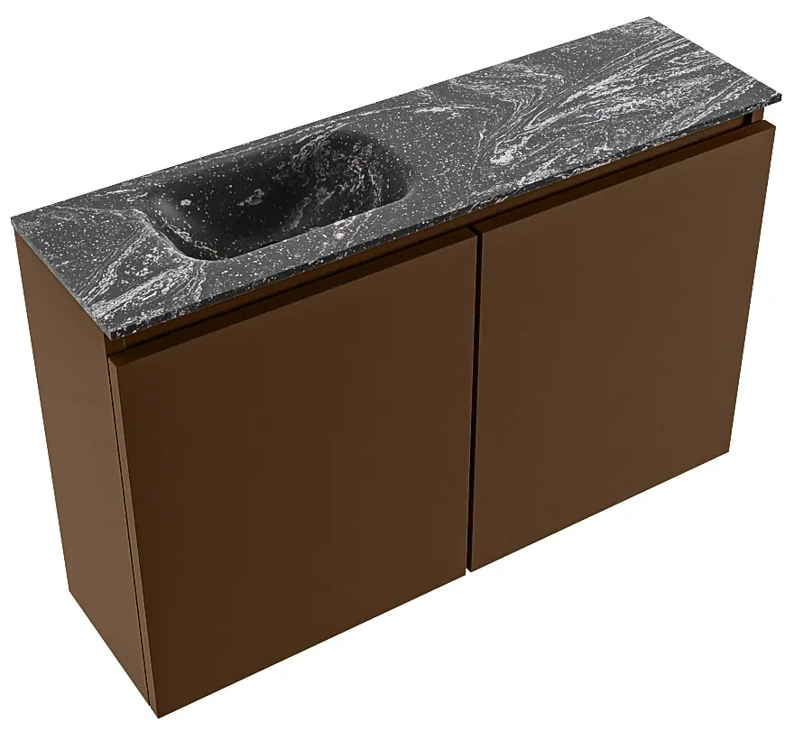 Mondiaz Ture DLux toiletmeubel 80cm rust met wastafel lava links met kraangat