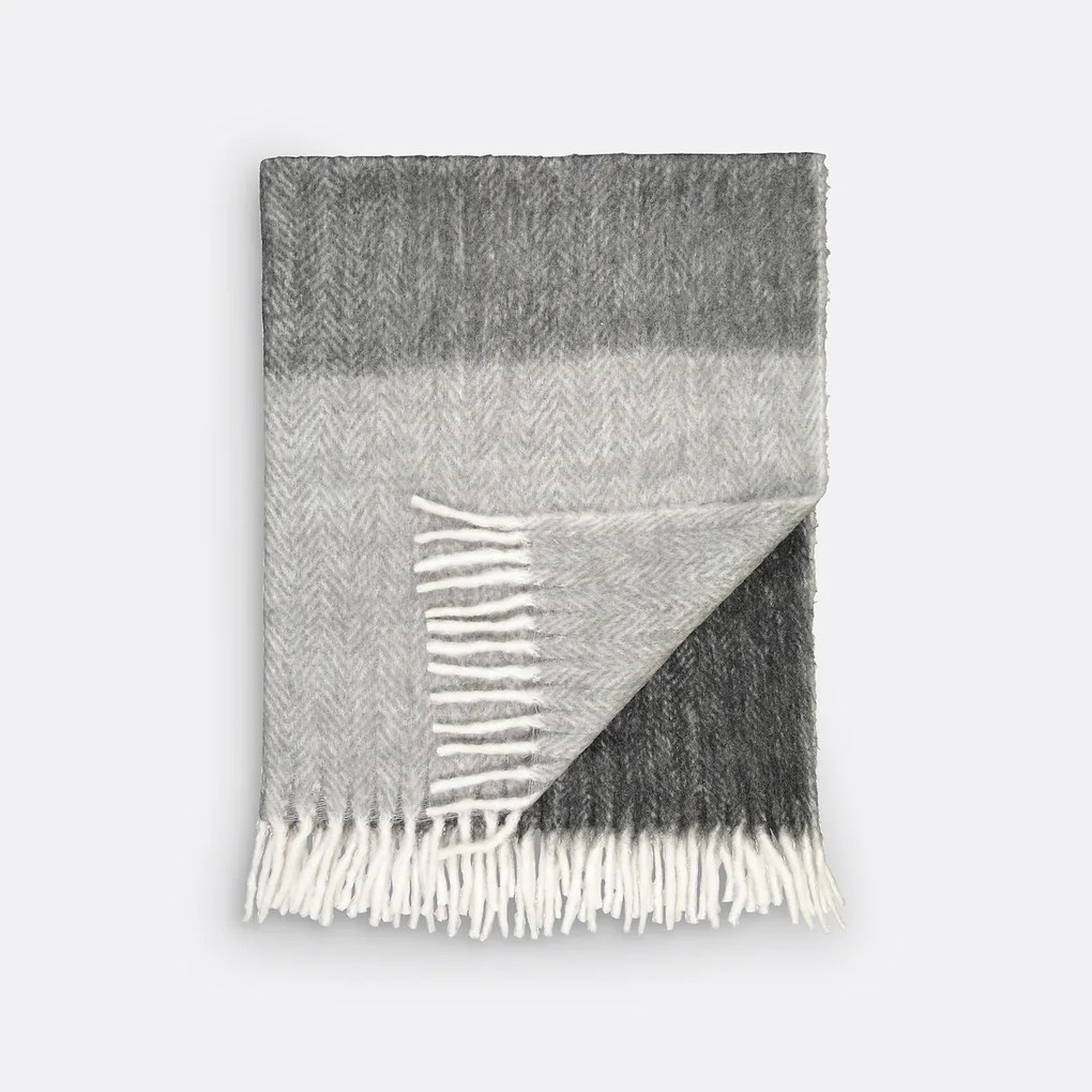 Warme plaid met visgraat motief, Lichen