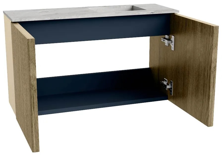 Mondiaz Joya DLux 70cm toiletmeubel dusk met wastafel faye rechts zonder kraangat glace
