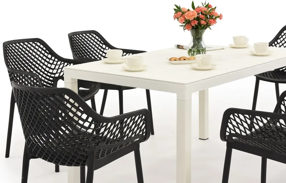 King/Aria wit en antraciet tuinmeubelset voor 6 personen Bica