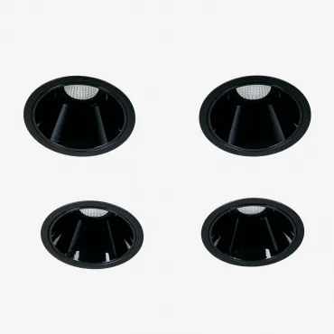 Pack Van 4 Inbouw Led-downlights Met Ronde Frames Ø7 Cm In Aluminium Luisiana Warm Wit 2700k & Zwart & 8 W & 23º - Sklum