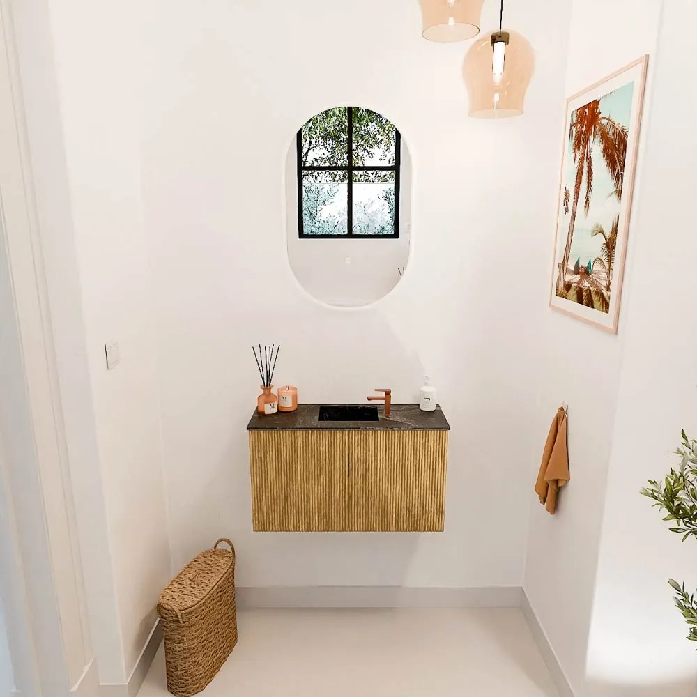 Mondiaz Joya DLux 70cm toiletmeubel oak met wastafel faye midden 1 kraangat lava