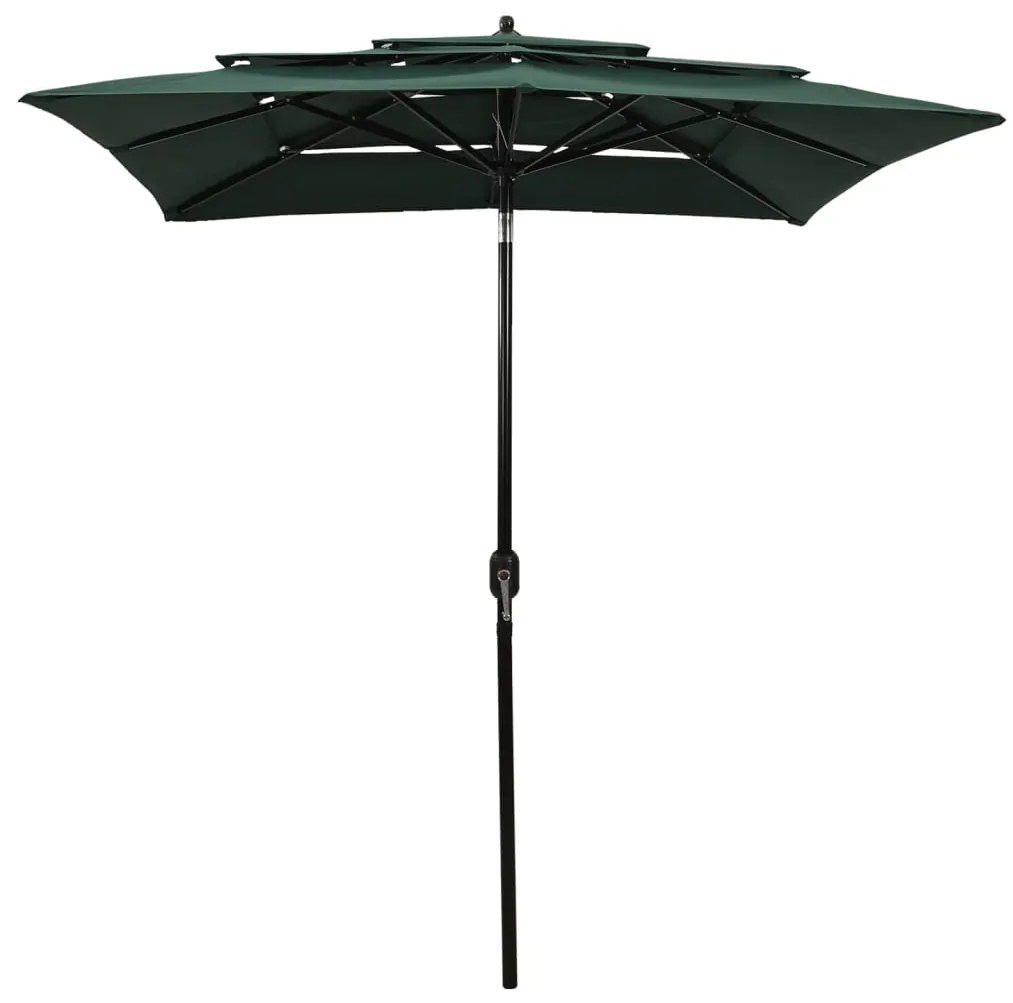 vidaXL Parasol 3-laags met aluminium paal 2x2 m groen