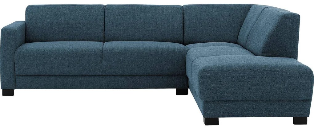 Goossens Bank My Style blauw, stof, 2,5-zits, stijlvol landelijk met chaise longue rechts