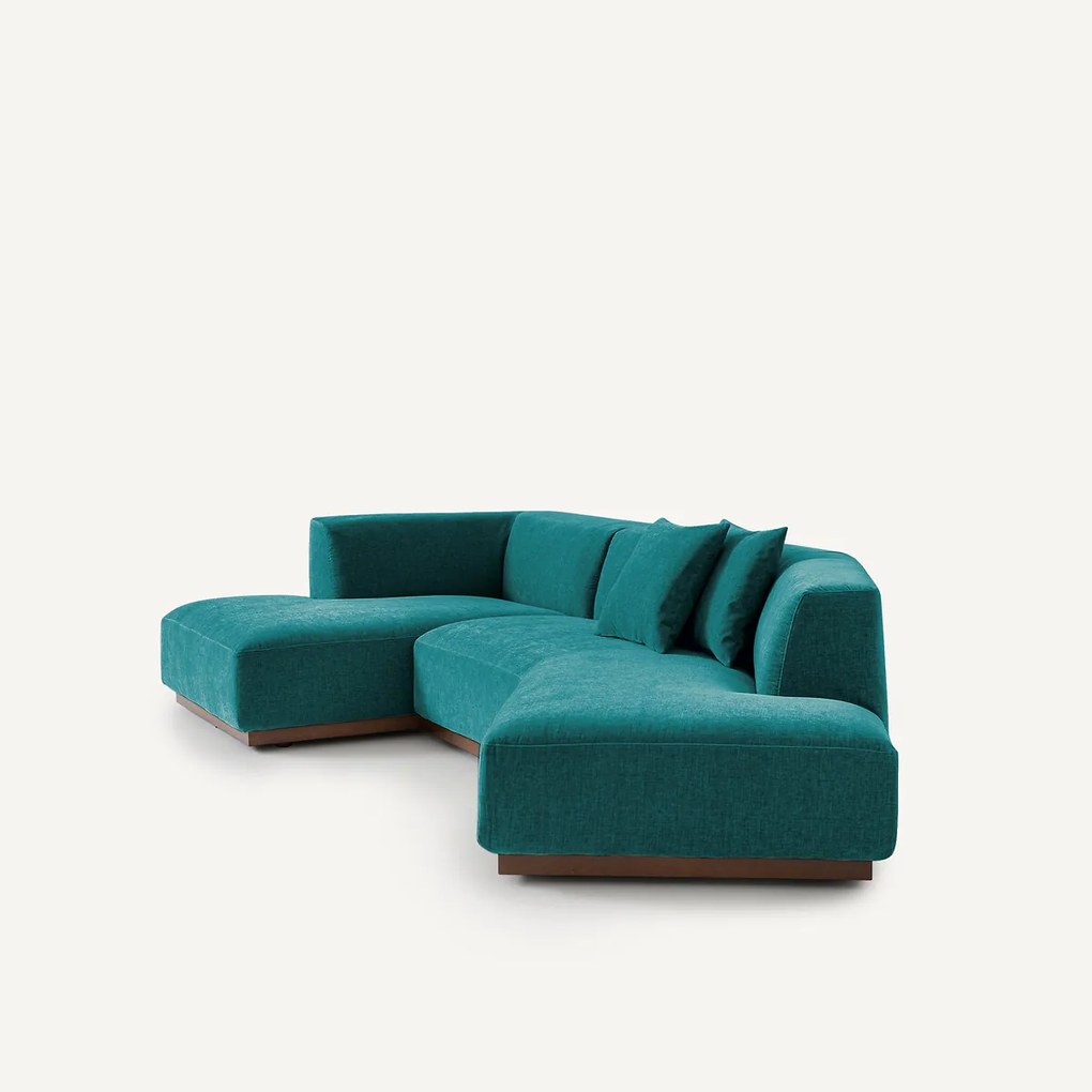 Open hoekbank in chenille fluweel, Jacopo