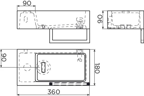 Clou Flush 3 fontein solid surface 36cm links met handdoekhouder wit mat