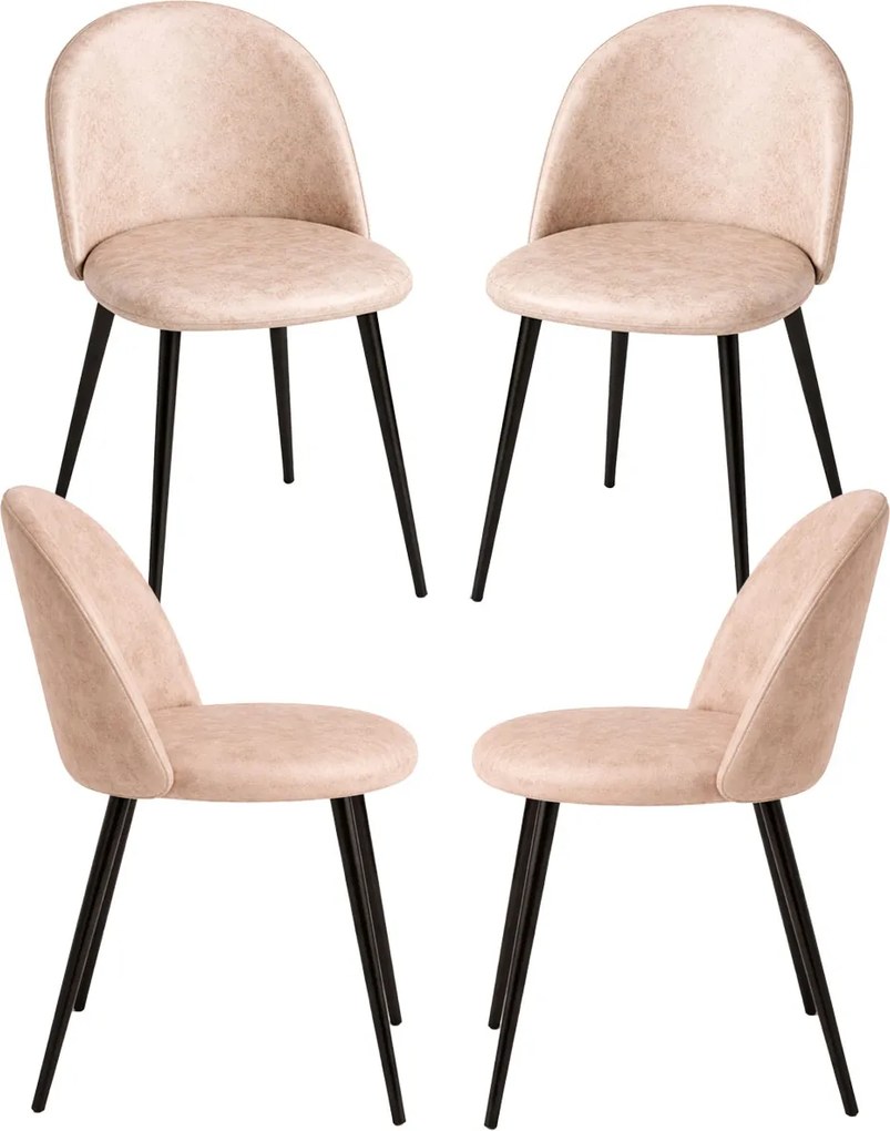 Set 4 Black Vint Kunstlederen Vintage Stoelen