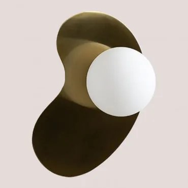 Ijzeren Wandlamp Met Travis Glazen Bol Goud - Sklum