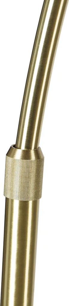 Booglamp messing met wit met dubbele velours kap blad dessin en beige - XXL