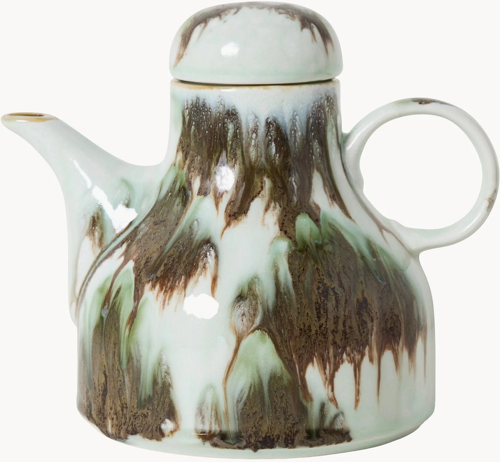 Handgemaakte theepot 70's met reactief glazuur