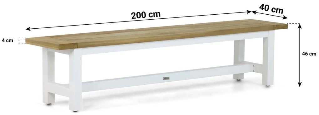 Tuinset 6 personen 220 cm Rope /Aluminium/teak Wit Santika Furniture Santika