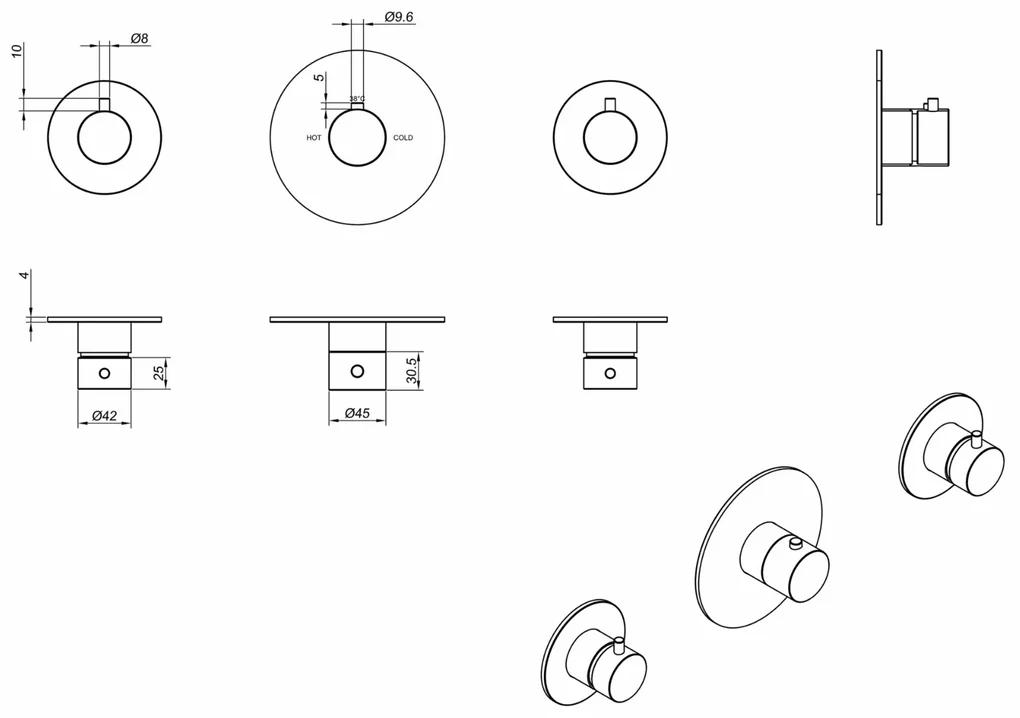 Mueller Round afbouwdeel thermostatische douchekraan chroom