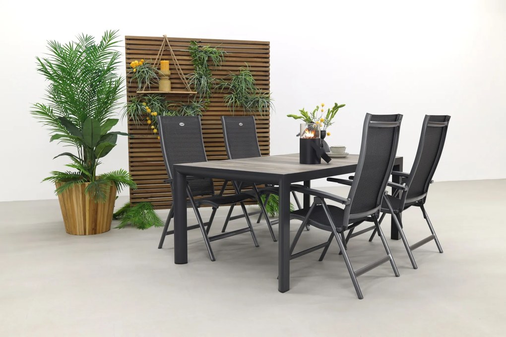Hartman Salvatore/Kings 4-persoons verstelbare tuinset 180x100 cm. - Antraciet