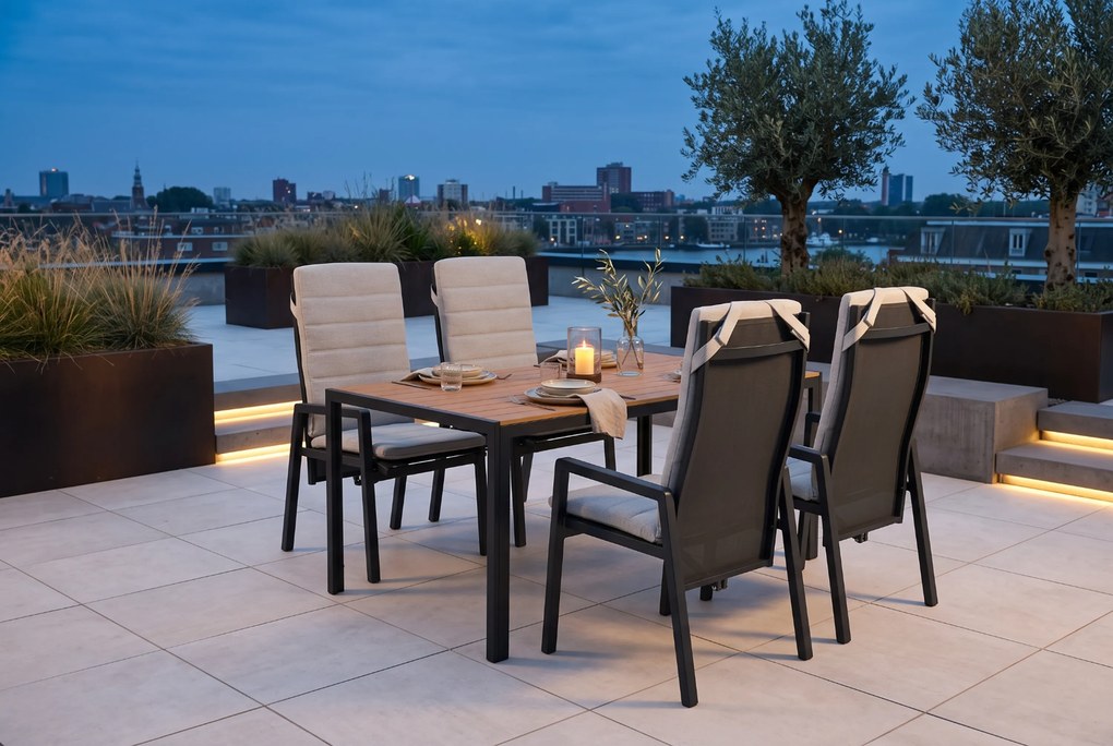 Tuinset 4 personen 160 cm Aluminium Grijs Lifestyle Garden Furniture Vivaro/Creta