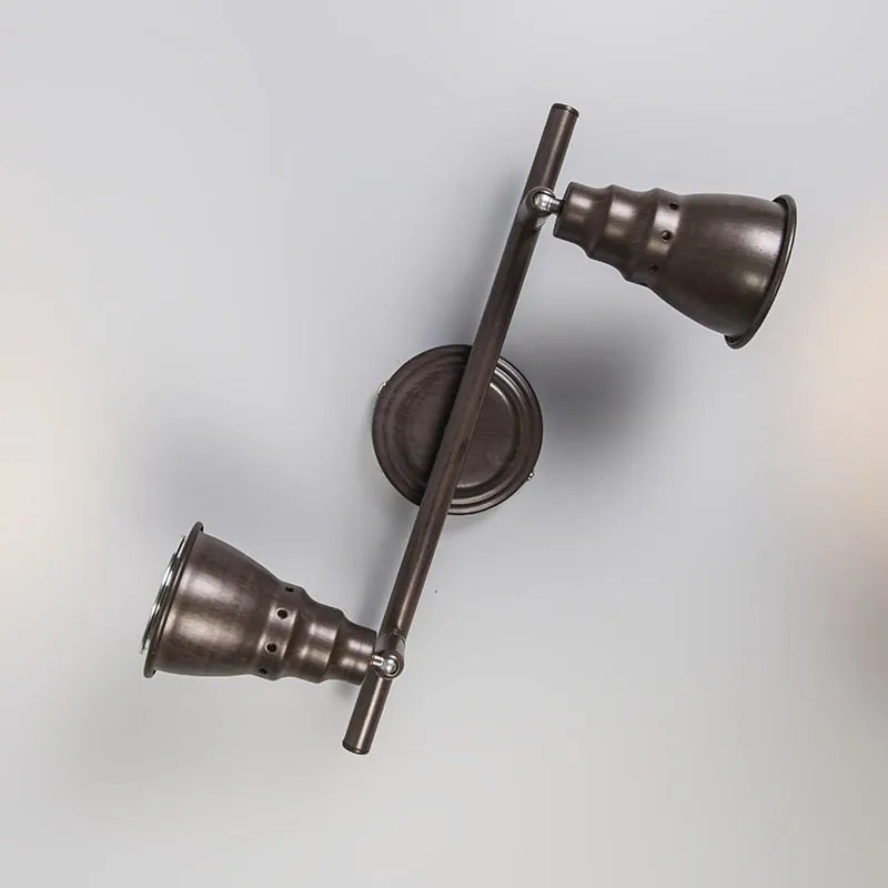 Plafond- en wandSpot / Opbouwspot / Plafondspot roestbruin draai- en kantelbaar - Coney 2 Landelijk / Rustiek, Retro GU10 Binnenverlichting Lamp