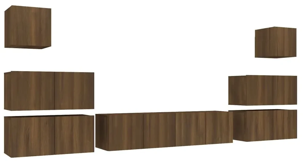 vidaXL 8-delige Tv-meubelset bewerkt hout bruineikenkleurig