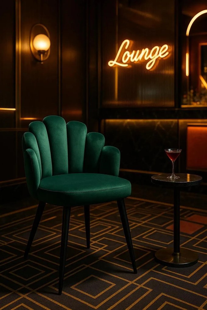 Hand Fluwelen Stoel Zwart Poten