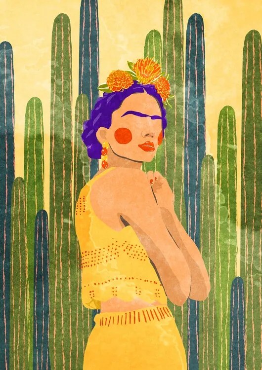Ilustratie Frida and cacti, Raissa Oltmanns