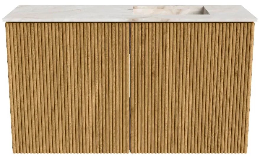 Mondiaz Joya DLux 70cm toiletmeubel oak met wastafel faye rechts zonder kraangat frappe