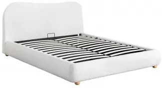 Winselet Gestoffeerd Bed Met Opbergruimte Chenille Ivoorwit & 140 X 190 Cm - Sklum