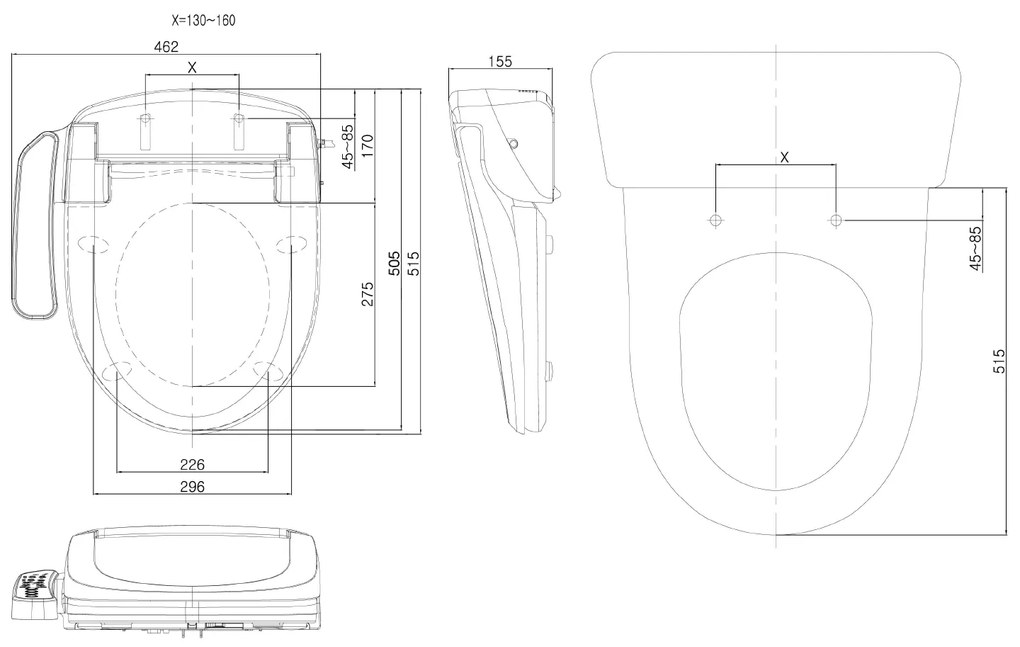 Aqualine Blooming Eko elektronische bidet toiletzitting wit