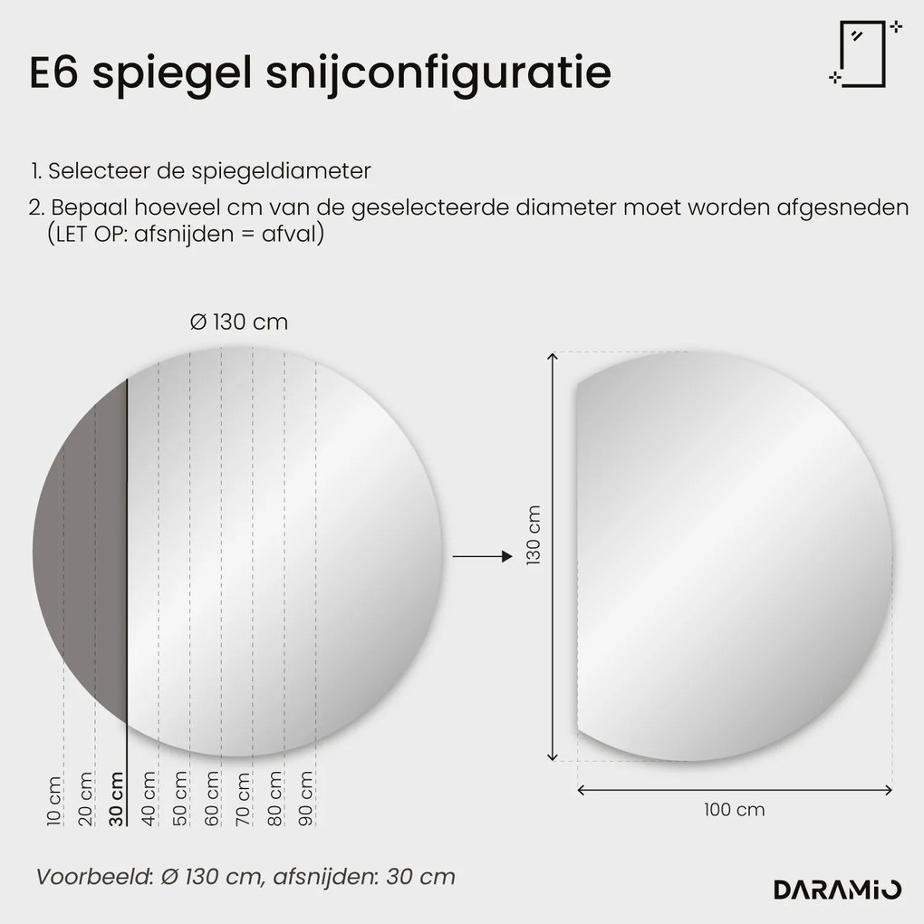 Halfronde spiegel met verlichting E6