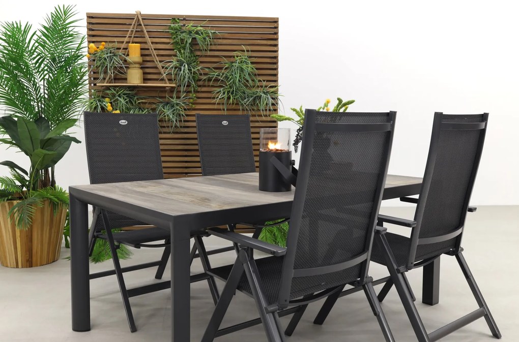 Hartman Napoli/Kings 4-persoons verstelbare tuinset 180x100 cm. - Antraciet