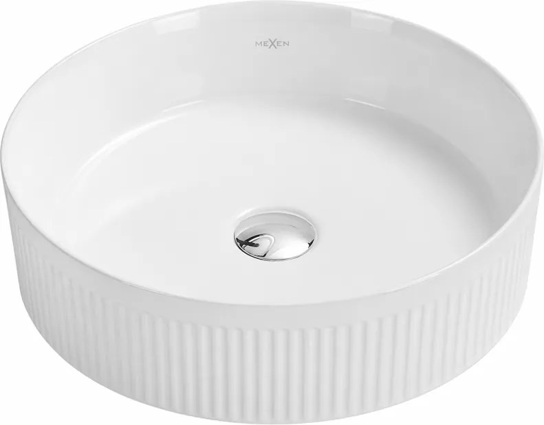 Mexen Grovo opzetwastafel gegroefd 39 x 39 cm, wit - 22303900