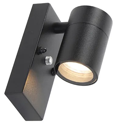 Moderne buiten wandlamp zwart IP44 met schemersensor - Solo