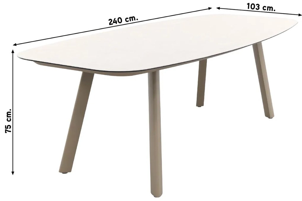Taste Manolo tuintafel 240x103 cm. - Deens ovaal - Latte