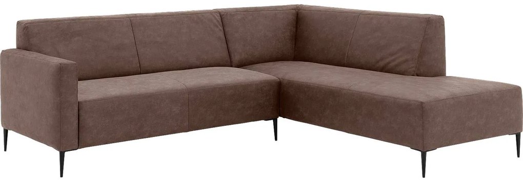 Goossens Key West bruin, micro leer, 2,5-zits, modern design met ligelement rechts