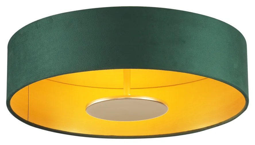 Moderne plafondlamp groen velours incl. LED 3-staps dimbaar - Bredow