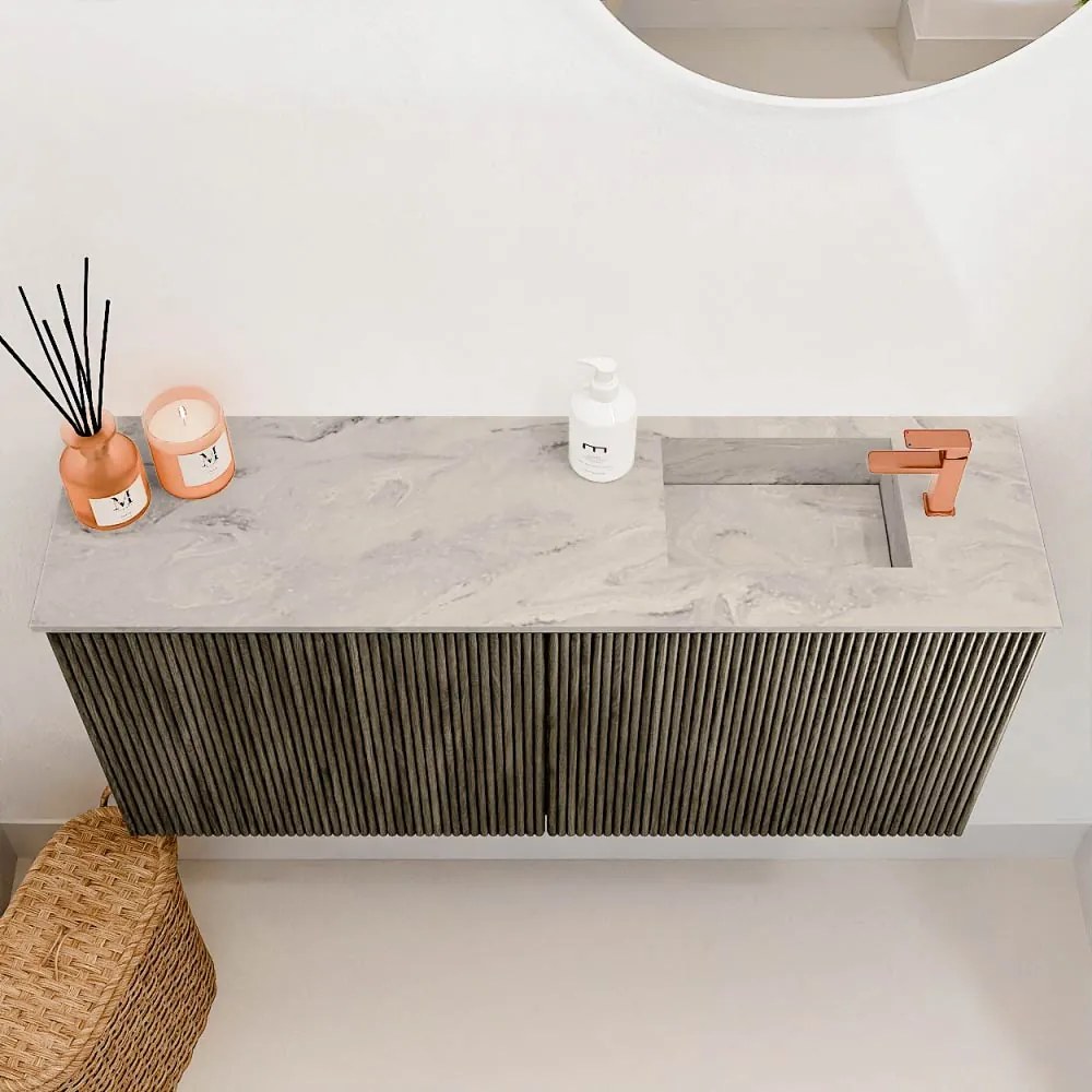 Mondiaz Joya DLux 90cm toiletmeubel shadow met wastafel faye rechts 1 kraangat glace